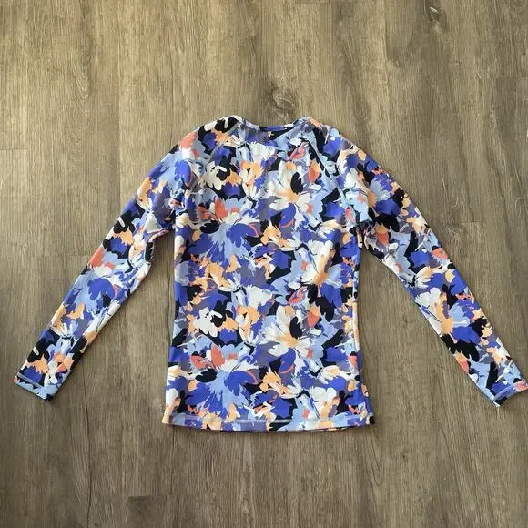 Athleta Point Break Rashguard Women's Small Long Sleeve Floral Swim Surf Top - Picture 6 of 9